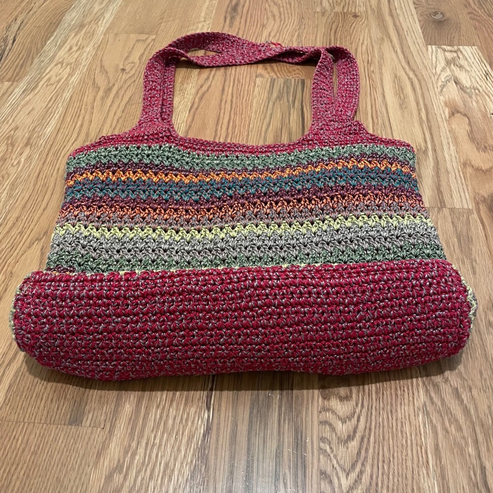 The Sak Crochet Stripe Shoulder Bag Multi Color Leather Tassels - Picture 3 of 8